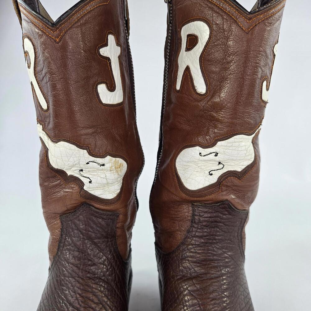 VTG Great Western Custom Boot Two-Tone Leather Boot US 9 Men Side Zip Cowboy - Picture 9 of 15
